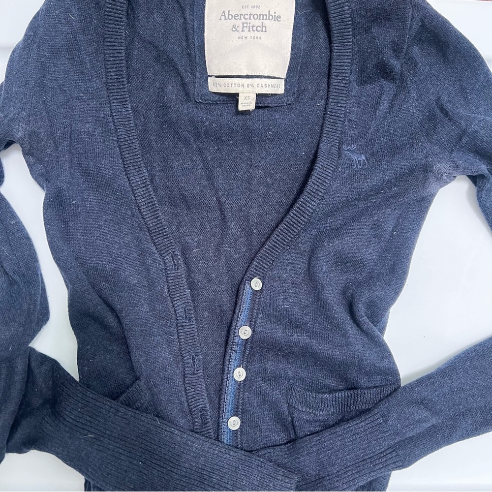 Y2K Vintage Abercrombie & Fitch Knit Cotton Cashmere long sleeve top Navy XS